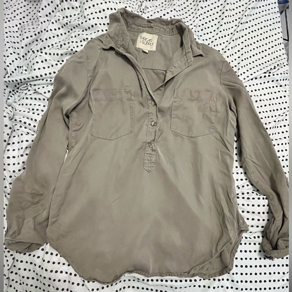 Thread & Supply Muted Grey Button Shirt Size L